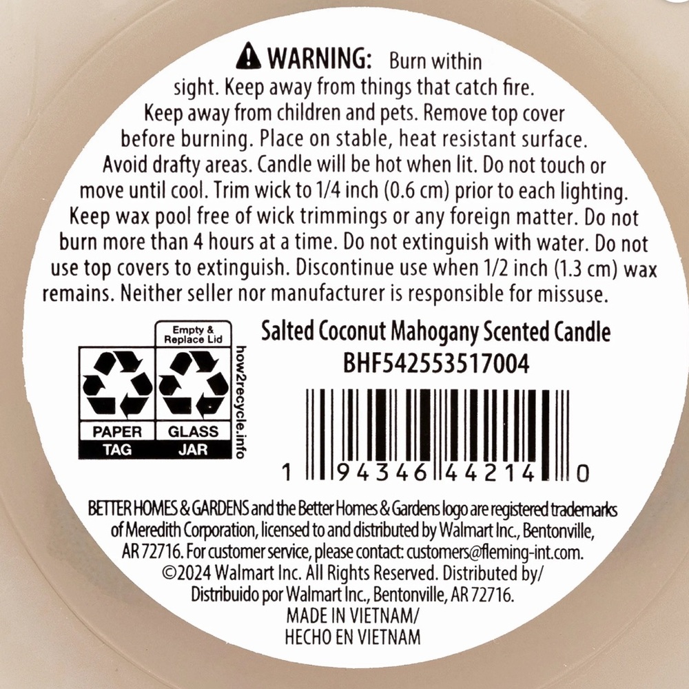 Better Homes & Gardens Salted Coconut Mahogany 3-Wick Glass Pumpkin 30oz Candle - Picture 8 of 13